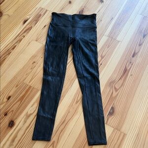 Spanx Black Faux Leather Leggings, size M